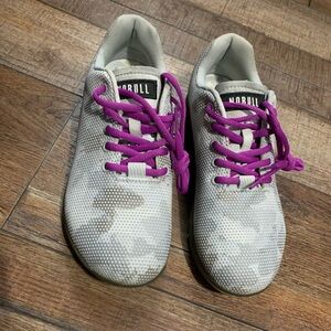 NOBULL Women's Sneakers in Gray with Purple Laces